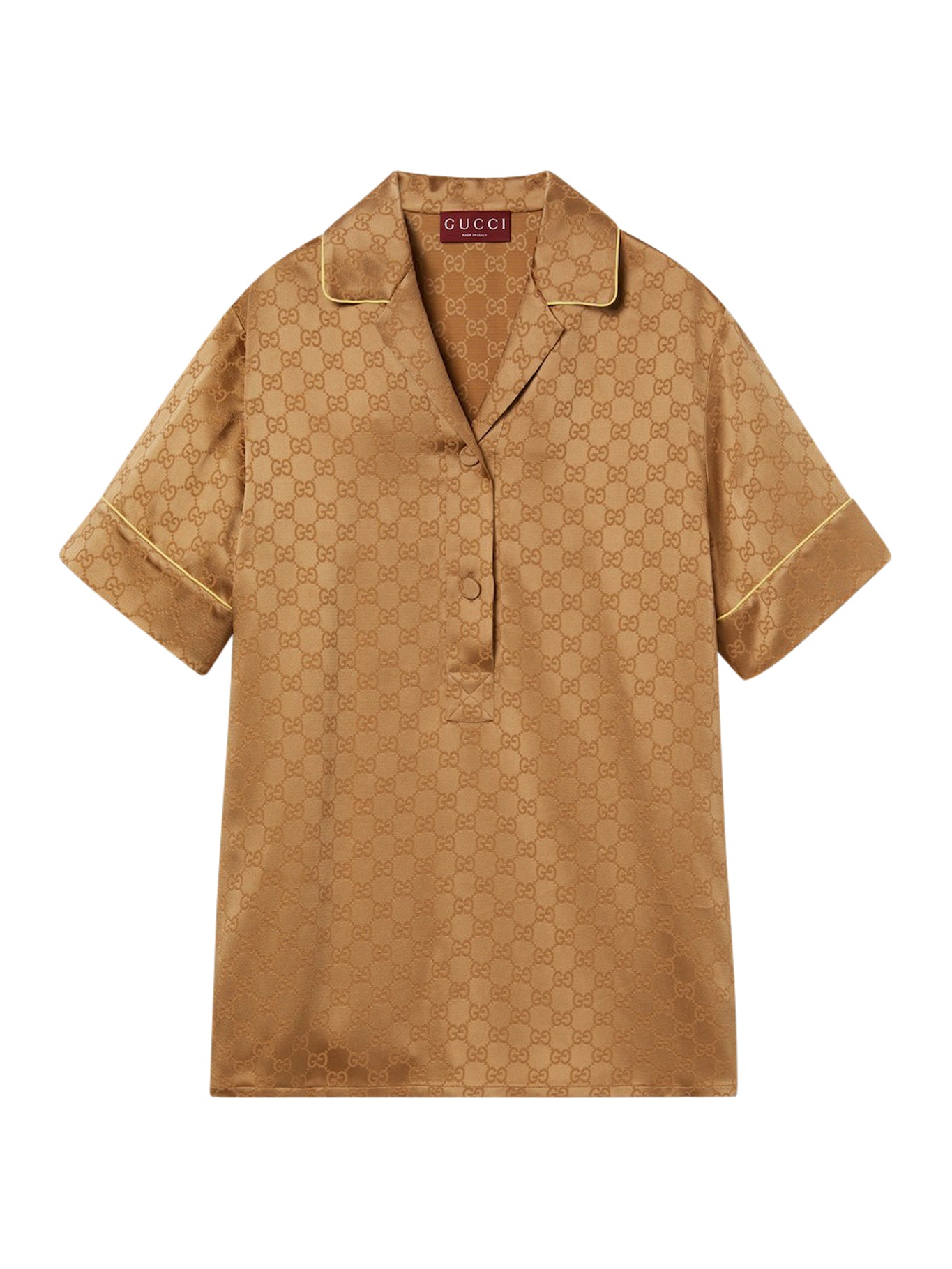Gucci GG Satin Shirt for Women - Red Luxury Button Down Blouse, Elegant Office Wear & Night Out Party Top (Style 814927ZAQKJ)