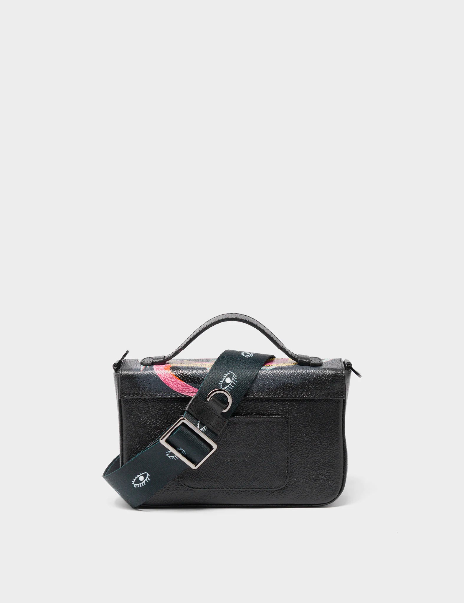 Amantis Black Leather Crossbody Mini Handbag with Tiger and Snake Design - Stylish Women's Purse for Casual Outings, Date Nights & Travel Accessories