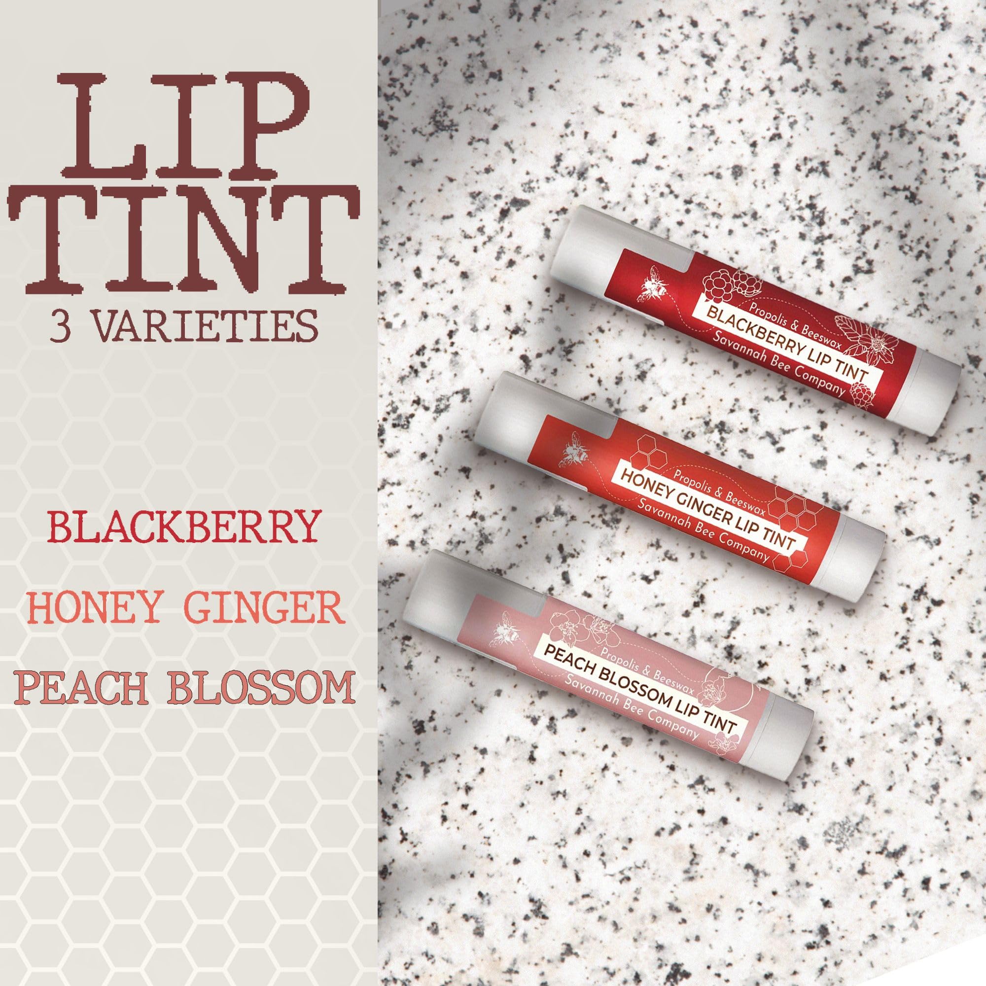 Savannah Bee Company Peach Blossom Lip Tint - Natural Moisturizing Lip Balm for Dry Lips with Honey & Beeswax | Perfect for Daily Hydration & On-the-Go Lip Care