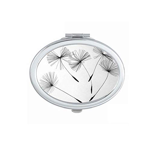 DIYthinker Portable Foldable Double-Sided Makeup Mirror - Black/Grey/White Dandelion Design for Travel, Home Vanity & Professional Makeup Artists