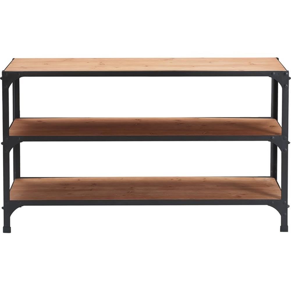 Serta Overland 3-Tier Media Shelf Table - Rustic Wood & Black Metal TV Stand Console for Flat Screen TVs up to 64