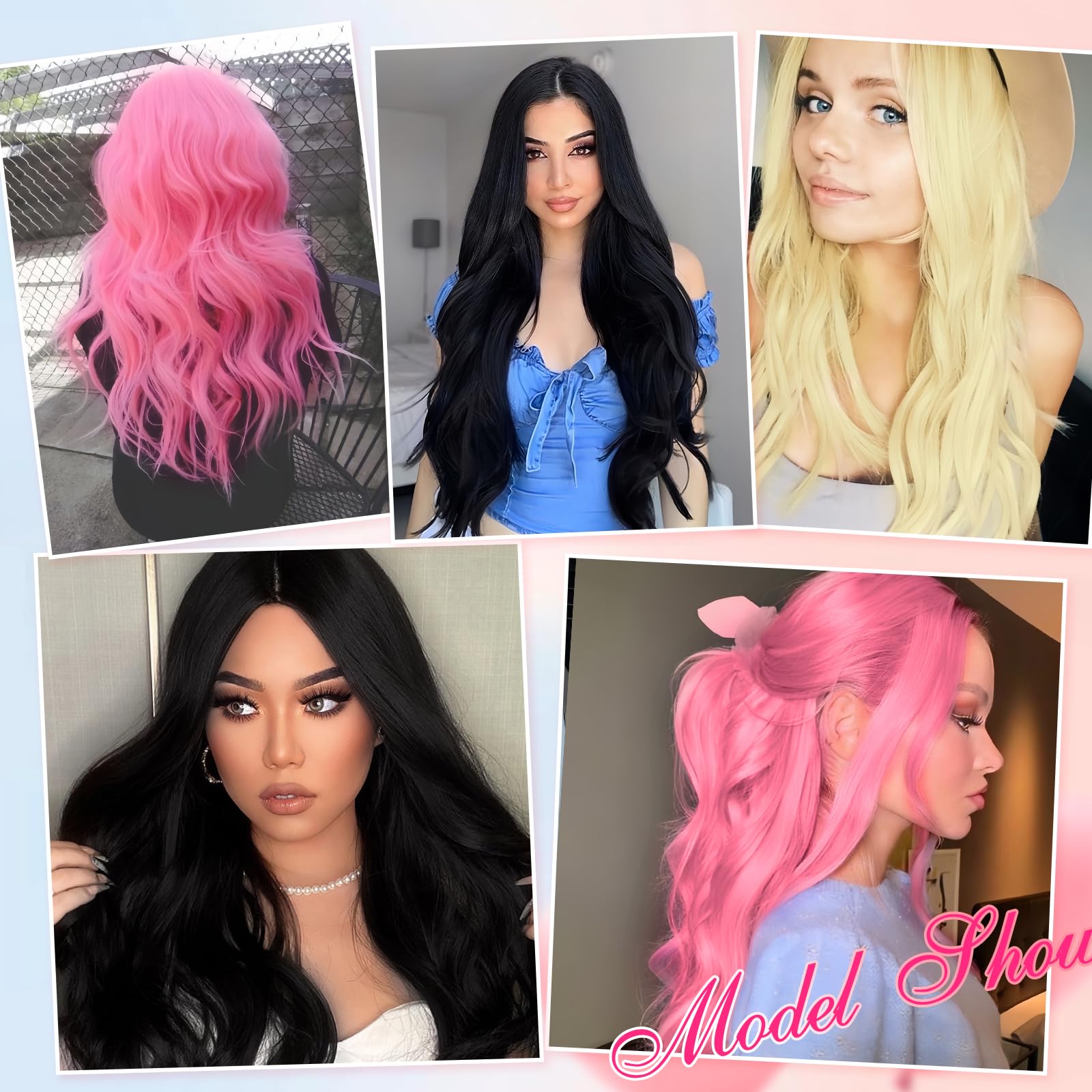 EMMOR 26 Inch Long Black Wavy Lace Front Wig for Women - Heat Resistant Synthetic Curly Wig with Natural Middle Part | Perfect for Daily Wear, Cosplay & Parties
