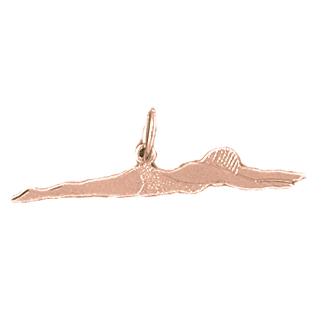 14K Rose Gold Swimmer Pendant Necklace - 9mm Elegant Jewelry for Swimming Enthusiasts | Perfect Gift for Swimmers, Coaches & Water Sports Lovers