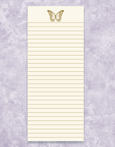 Golden Butterfly Shopping List Notepads - 50 Sheets, 5.5
