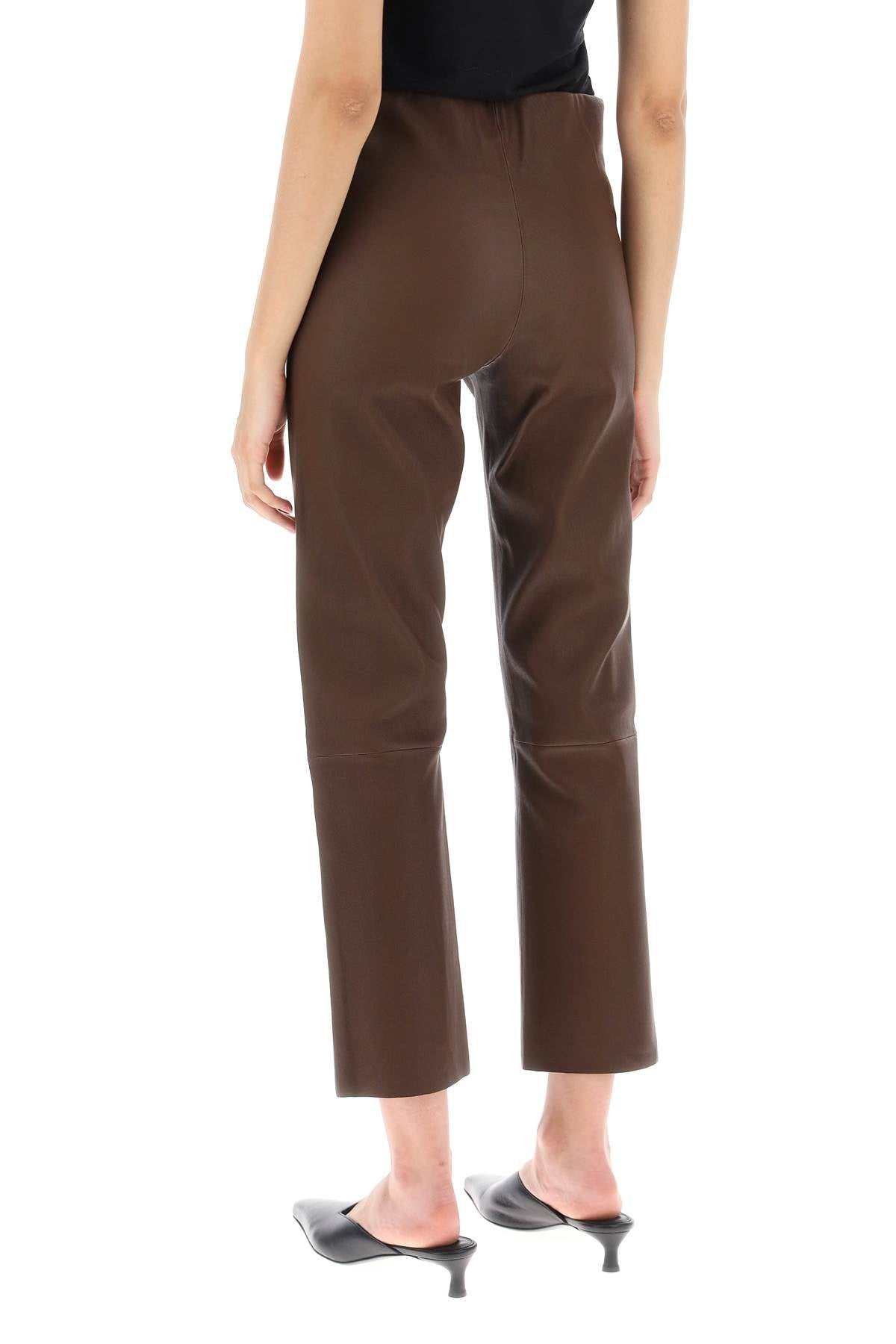 By Malene Birger Florentina Genuine Leather Pants for Women - Stylish & Comfortable High-Waisted Trousers for Night Out, Office & Casual Wear