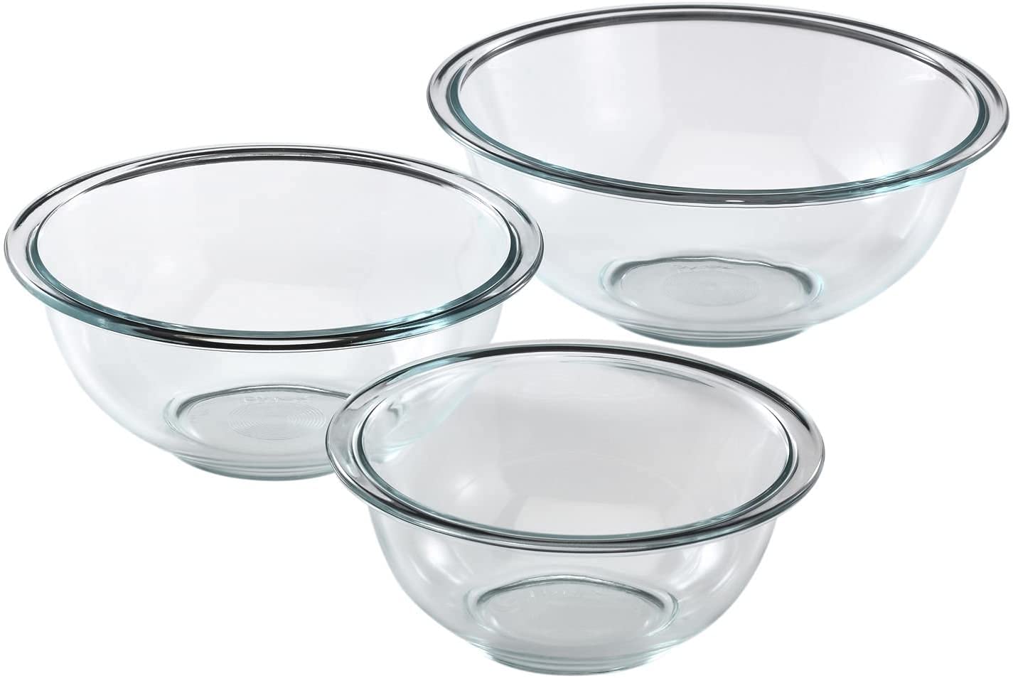 Pyrex 6001001 3-Piece Mixing Bowl Set - Durable Glass Bowls for Baking, Cooking & Food Prep - Perfect for Kitchen, Restaurant & Home Use