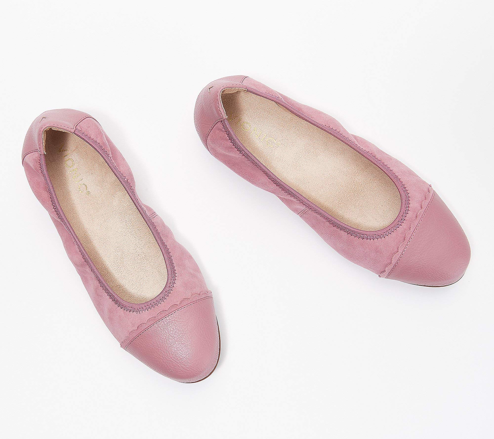 Vionic Women's Prim Tina Cap Toe Ballet Flats - Comfortable Slip-On Shoes for Work, Travel & Everyday Wear - Arch Support & Cushioned Footbed for All-Day Comfort