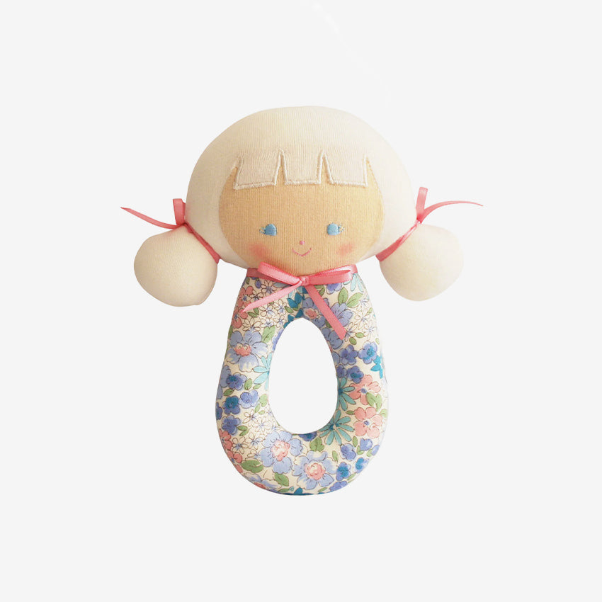 Alimrose Audrey Grab Rattle - Soft Baby Teether Toy with Textured Handle for Sensory Development, Perfect for Newborns & Infants - Great for Playtime, Travel & Early Learning Activities