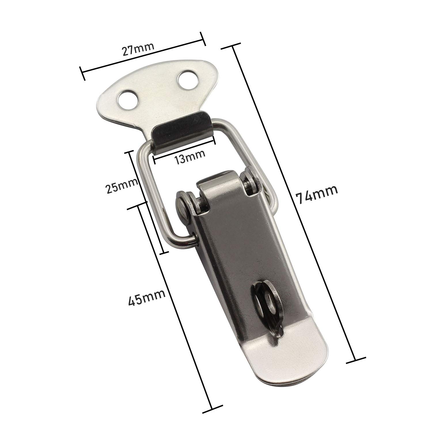Stainless Steel Spring Loaded Latch Catch - 2 Pack Toggle Lock Hasp for Cabinet, Box & Suitcase Security (58mm) | Durable Duckbill Tension Lock for Home, Office & Travel Use