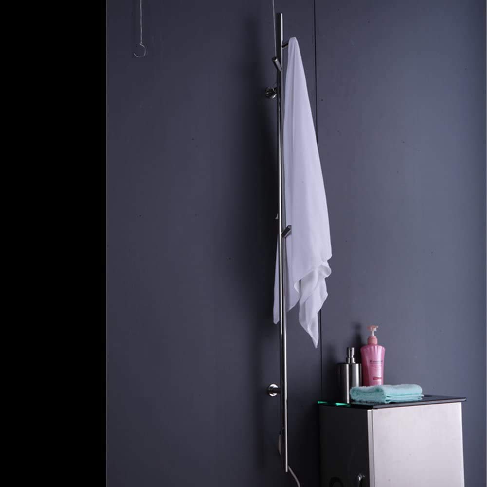 Premium 304 Stainless Steel Electric Towel Warmer & Heated Drying Rack - Vertical Wall Mounted Towel Heater with Hooks for Bathroom, Clothes Airer Dryer (1525×65mm, Chrome, Plug-in) - Perfect for Spa, Luxury Bathrooms & Cozy Home Comfort