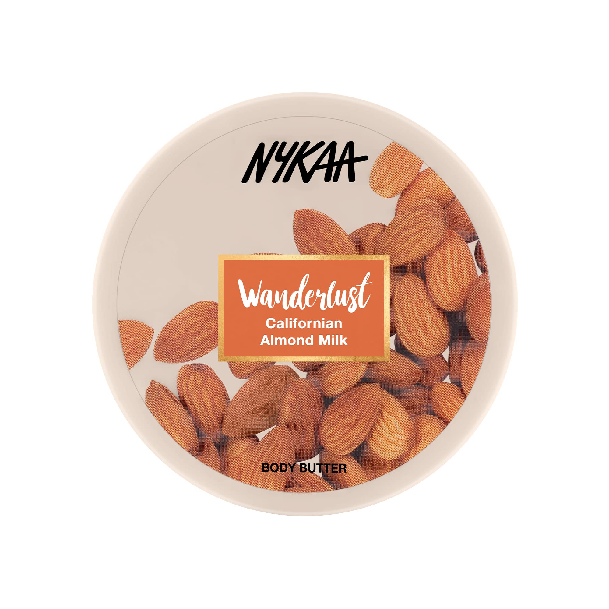 Nykaa Wanderlust Body Butter - Californian Almond Milk, Hydrating & Moisturizing Body Cream with Almonds, Shea & Cocoa Butter - Paraben, SLS & Cruelty Free - 6.76 fl.oz - Perfect for Dry Skin Care & Daily Moisturizing Routine