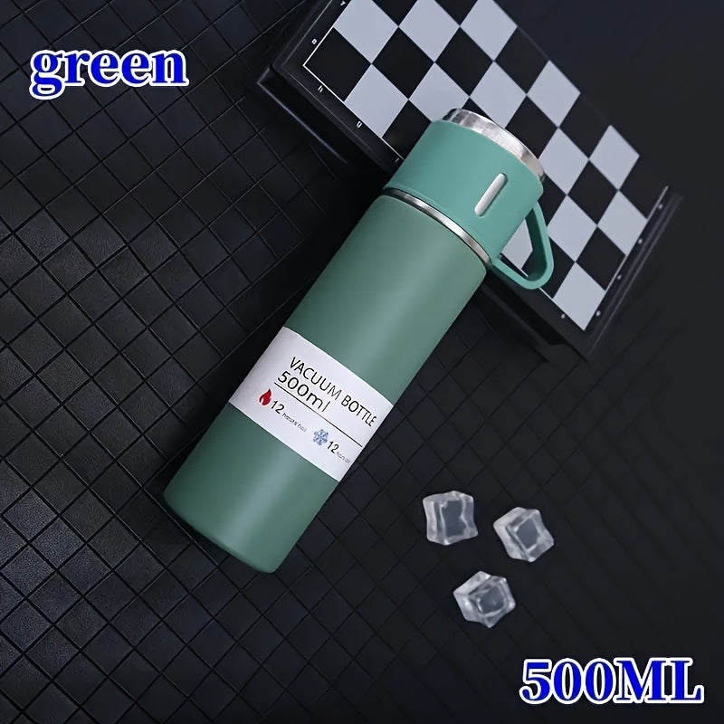 1pc/1 Set Insulated Vacuum Flask - Keeps Hot & Cold Drinks at Perfect Temperature for 12+ Hours, 3 Leak-Proof Cup Lids, Stainless Steel Travel Mug for Coffee, Tea & Water - Ideal for Office, Camping, Gym & Commuting - Perfect Christmas & Corporate Gift