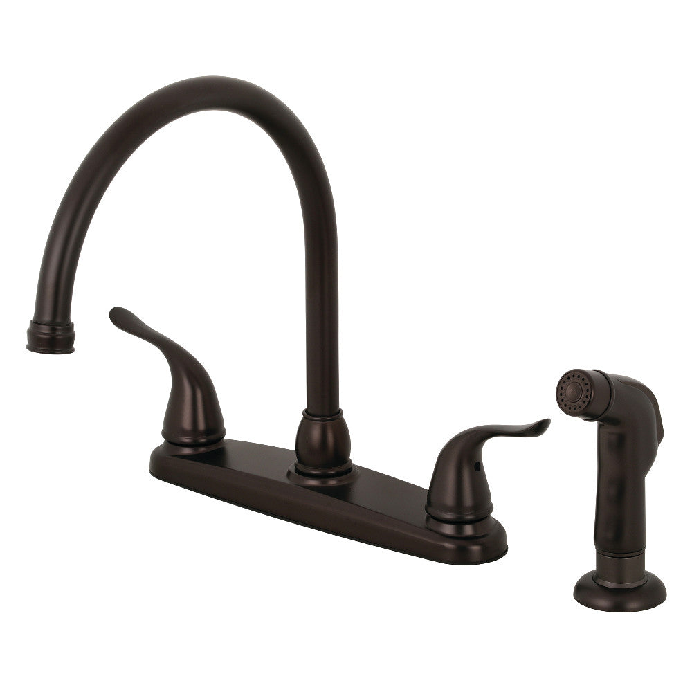 Kingston Brass KB791YLSP Yosemite 8 Inch Centerset Kitchen Faucet with Pull Down Sprayer - Perfect for Modern Farmhouse & Rustic Style Kitchens