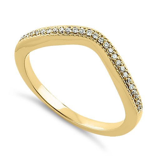 14K Yellow Gold V-Shaped Diamond Ring - 0.10 ct. Solitaire Engagement Ring for Women, Wedding Band, Anniversary Gift for Her
