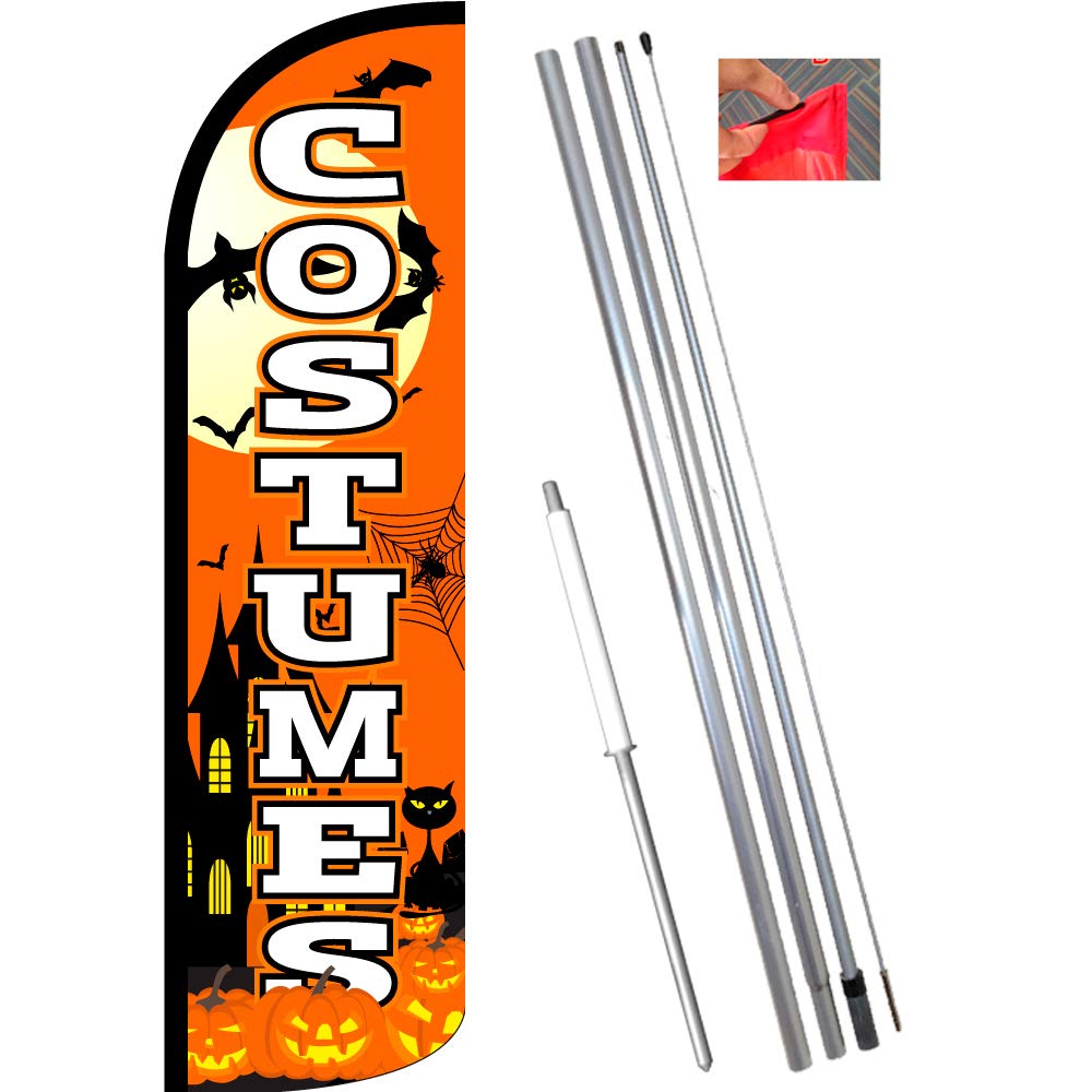 Windless Feather Flag Bundle - 11.5' Tall Decorative Flag with 15' Flagpole & Ground Stake | Perfect for Outdoor Advertising, Car Dealerships, Storefronts, and Events