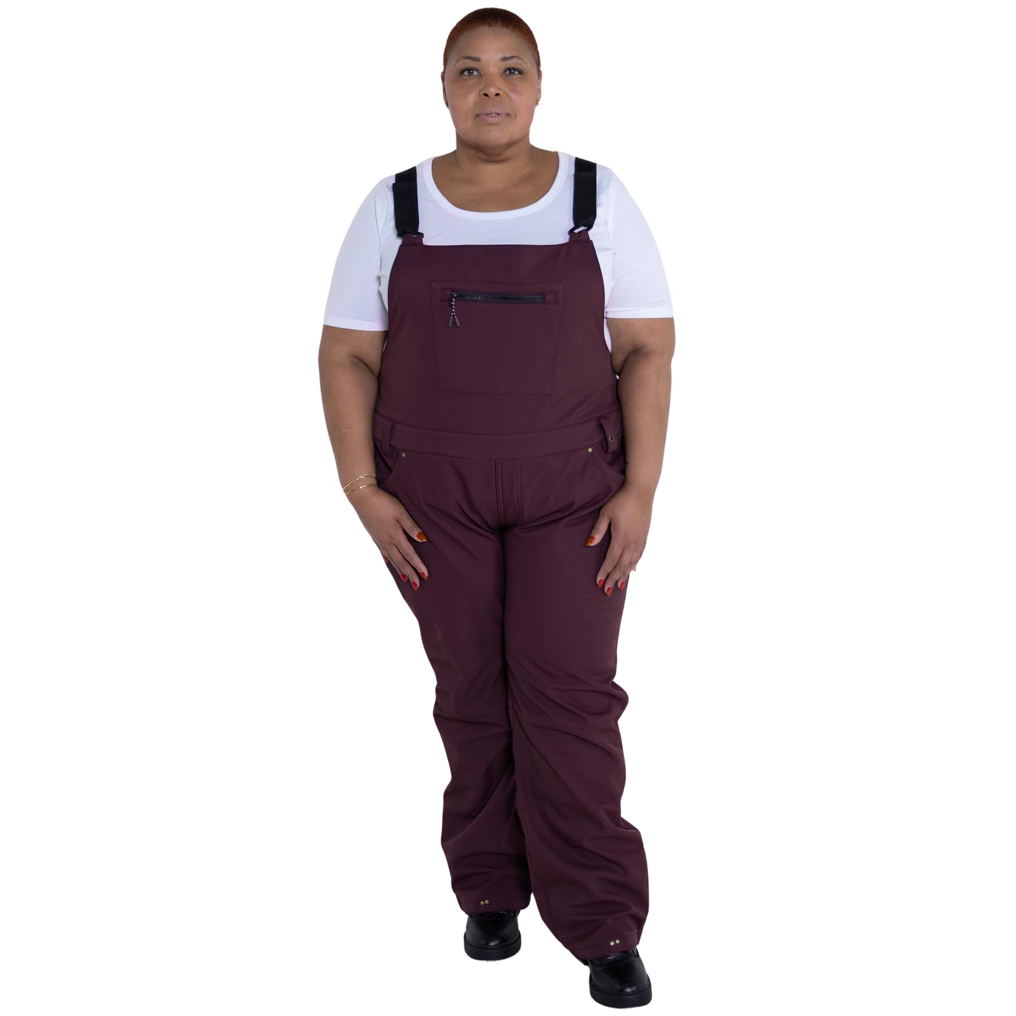 1X-6X Women's Plus Size Soft Shell Stretch Snow Ski Bib Overalls - Waterproof Winter Pants for Skiing, Snowboarding & Outdoor Activities