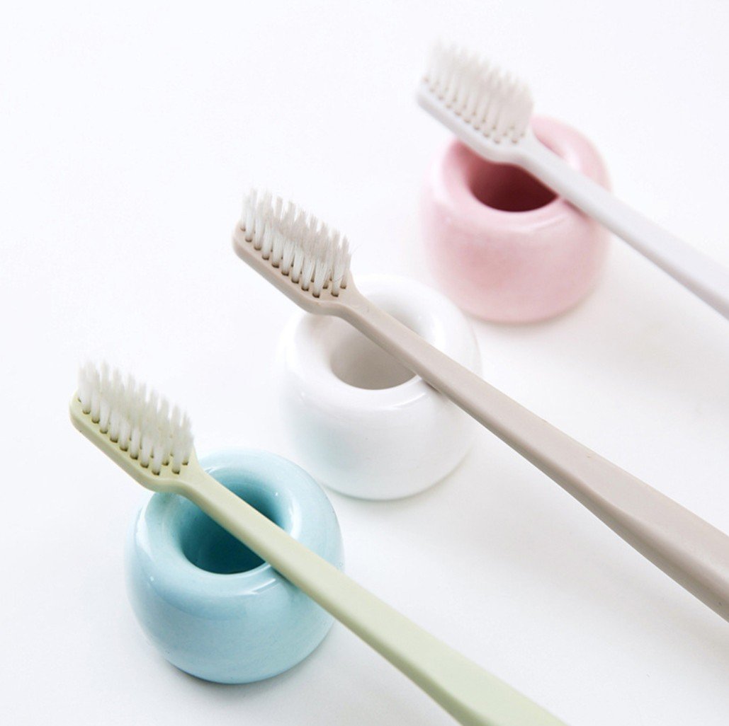 Mini Ceramic Toothbrush Holder - Cute Handmade Bathroom Organizer for Electric Toothbrush Heads & Office Pens, Set of 3 | Perfect for Small Spaces, Travel & Desk Organization