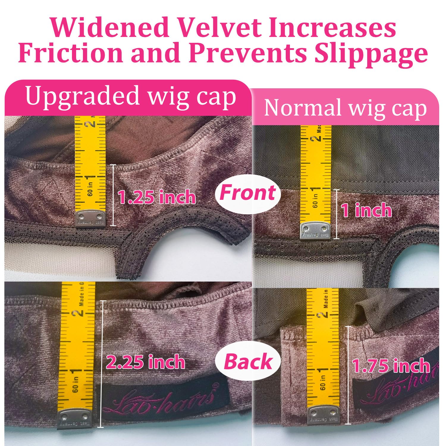 Labhairs 4x5 Lace Parting Wig Grip Cap for Women - Adjustable Non-Slip Wig Gripper with Velcro Headband for Glueless Wigs - Perfect for Daily Wear, Cosplay & Hair Loss Solutions (Brown, Large)