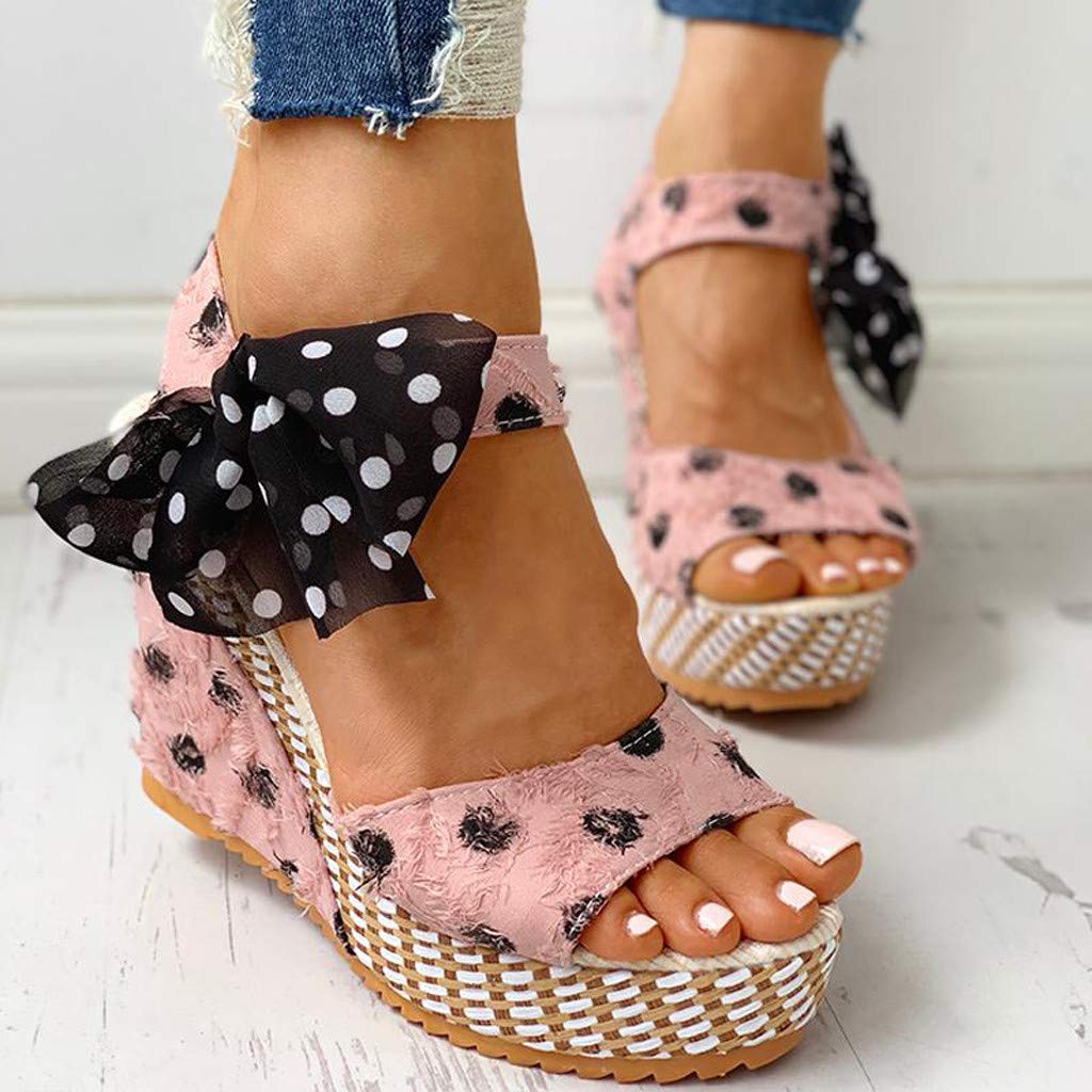 Women's Wide Width Wedge Sandals with Ankle Strap - 2020 Fashion Summer Beach Sandals, Open Toe Espadrille Platform Sandals for Casual Wear, Vacation & Outdoor Activities