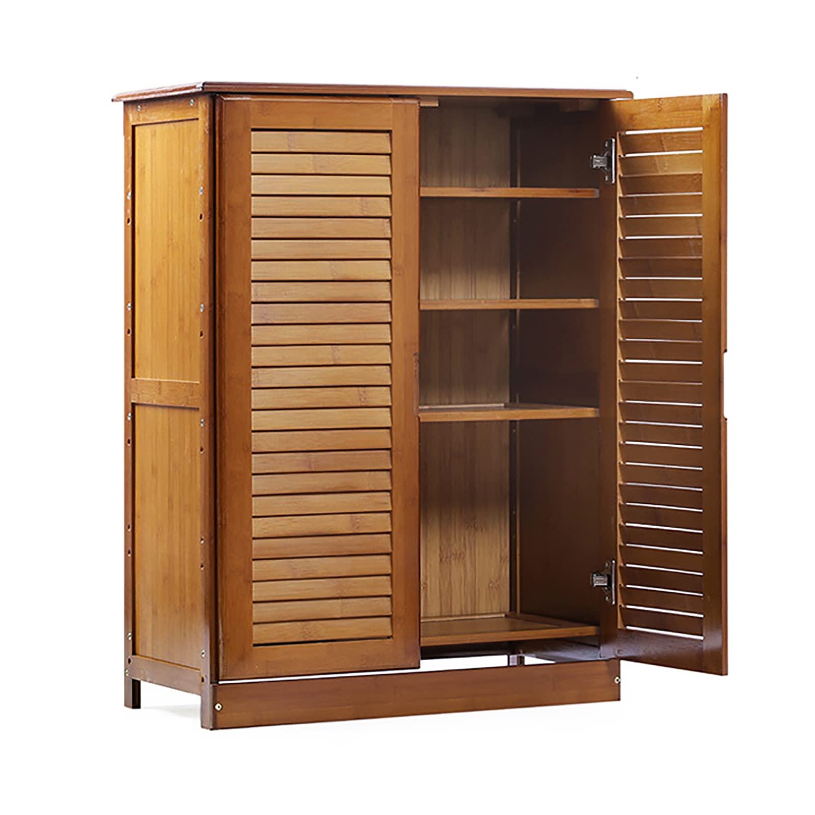 **Bamboo Shoe Storage Cabinet with Doors - Rustic Entryway Shoe Organizer & Shoe Rack for Home, Office, or Mudroom Organization**