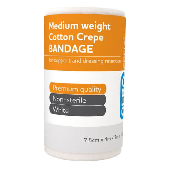 Medium Cotton Crepe Bandages 7.5cm x 4m - 12 Pack | First Aid Medical Supplies for Wound Care & Sports Injuries