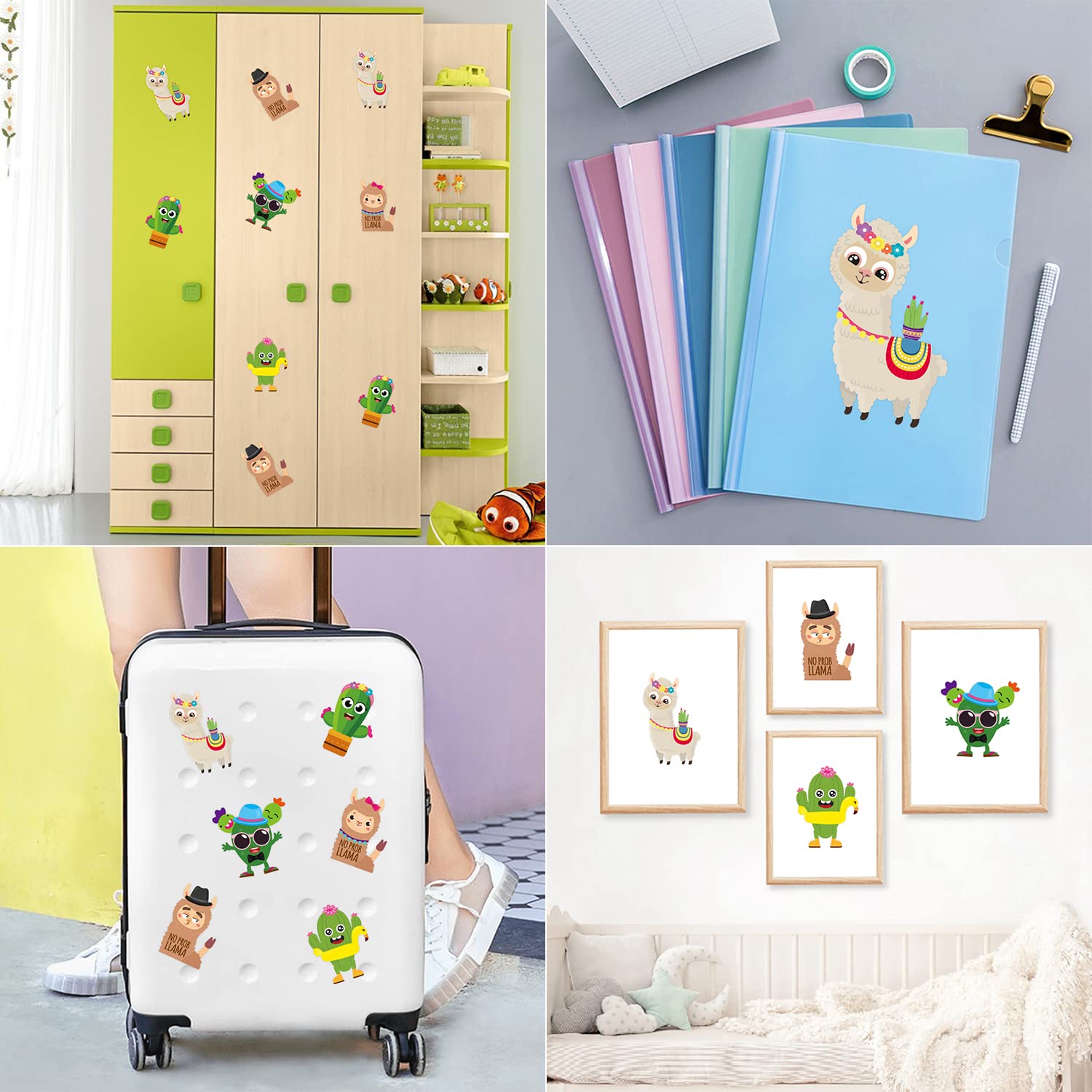 WATINC 36PCS DIY Llama Cactus Stickers Kit - Make a Face Animal Sticker Craft Game, Fun Art Cards for Kids, Perfect for School Goodie Bags, Party Favors, Fiesta Supplies & Mexican Themed Celebrations