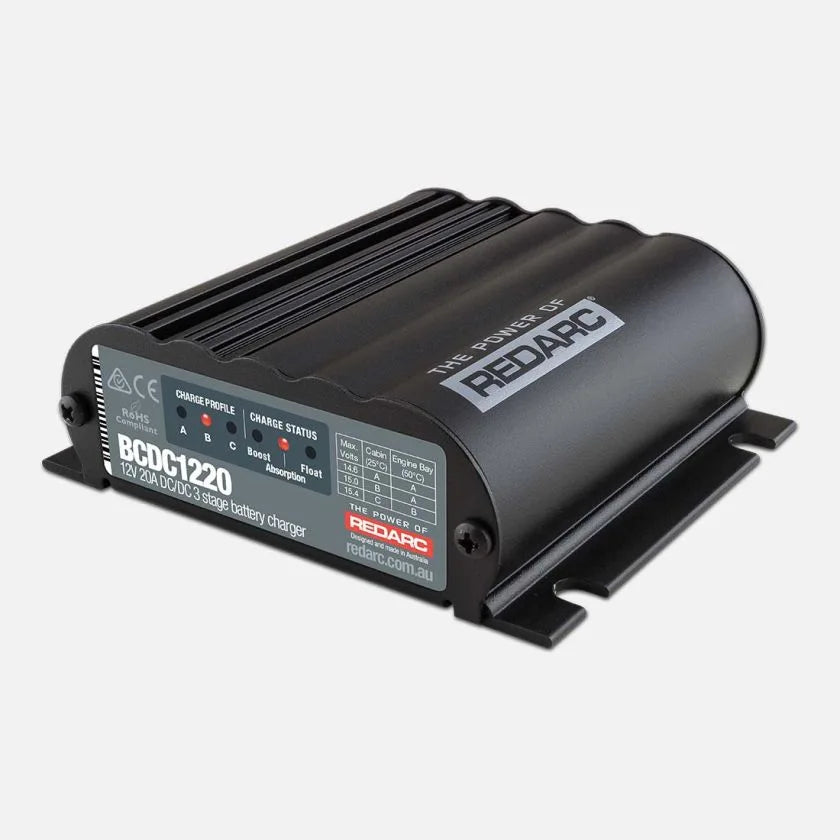 REDARC 20A DC Battery Charger for Cars, Trucks & RVs - Fast Vehicle Battery Charging & Maintenance - Perfect for Road Trips, Camping & Off-Grid Adventures