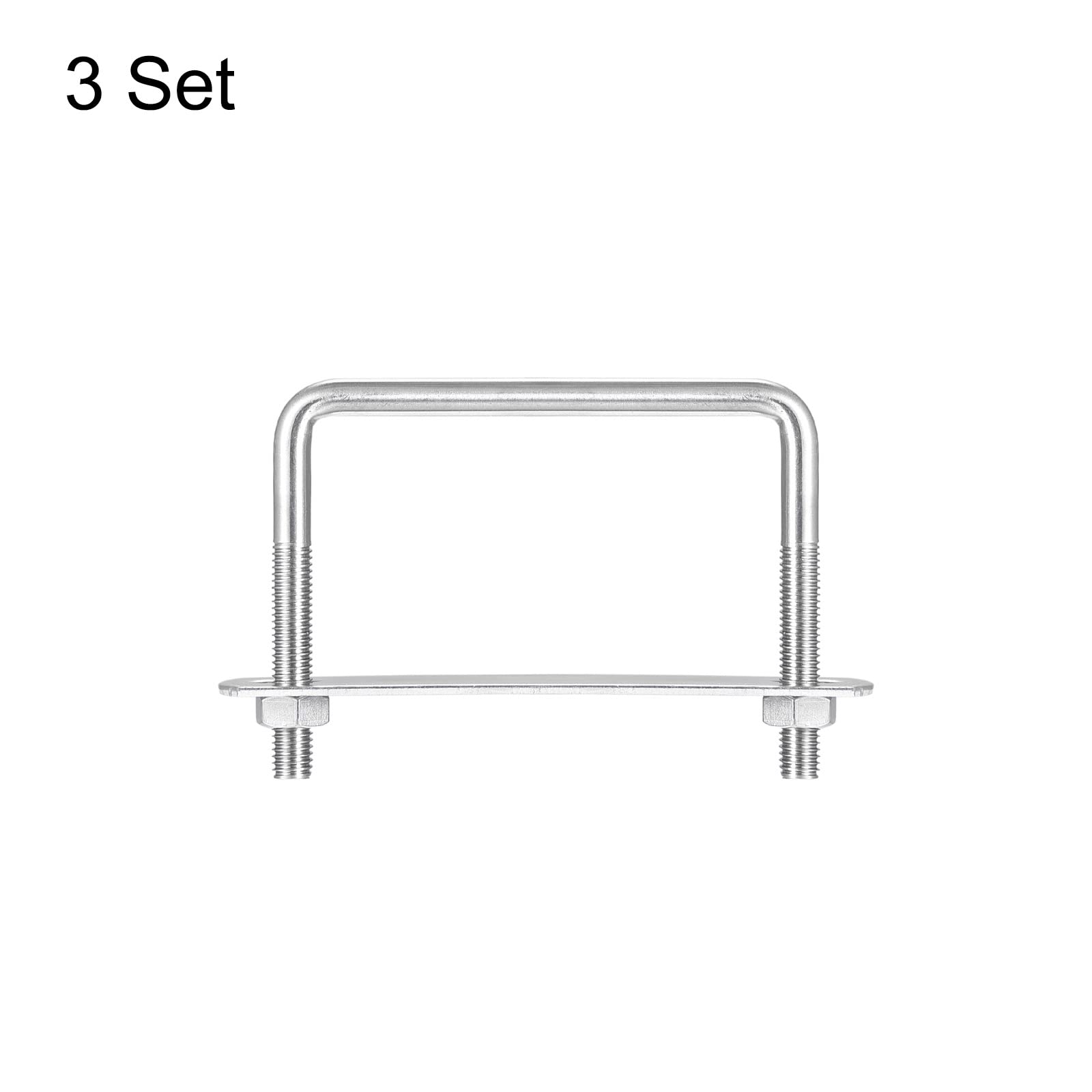 **uxcell 3 Sets 304 Stainless Steel M8 Square U-Bolts, 87mm (3.43