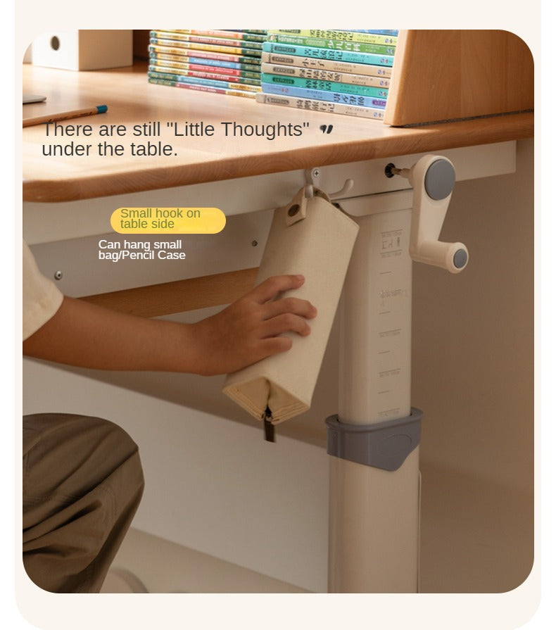Solid Beech Wood Adjustable Lift Study Desk - Perfect for Home Office, Reading & Writing Workspace