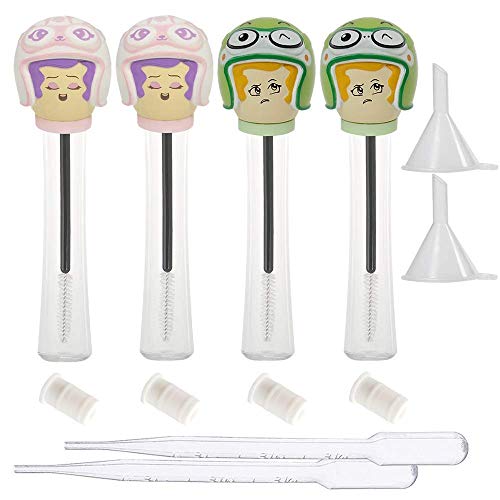 4pcs Empty Mascara Tubes with Wands - Refillable Bottles for Castor Oil, Eyelash & Eyebrow Growth Serum - Perfect DIY Beauty Kit for Home & Travel Use