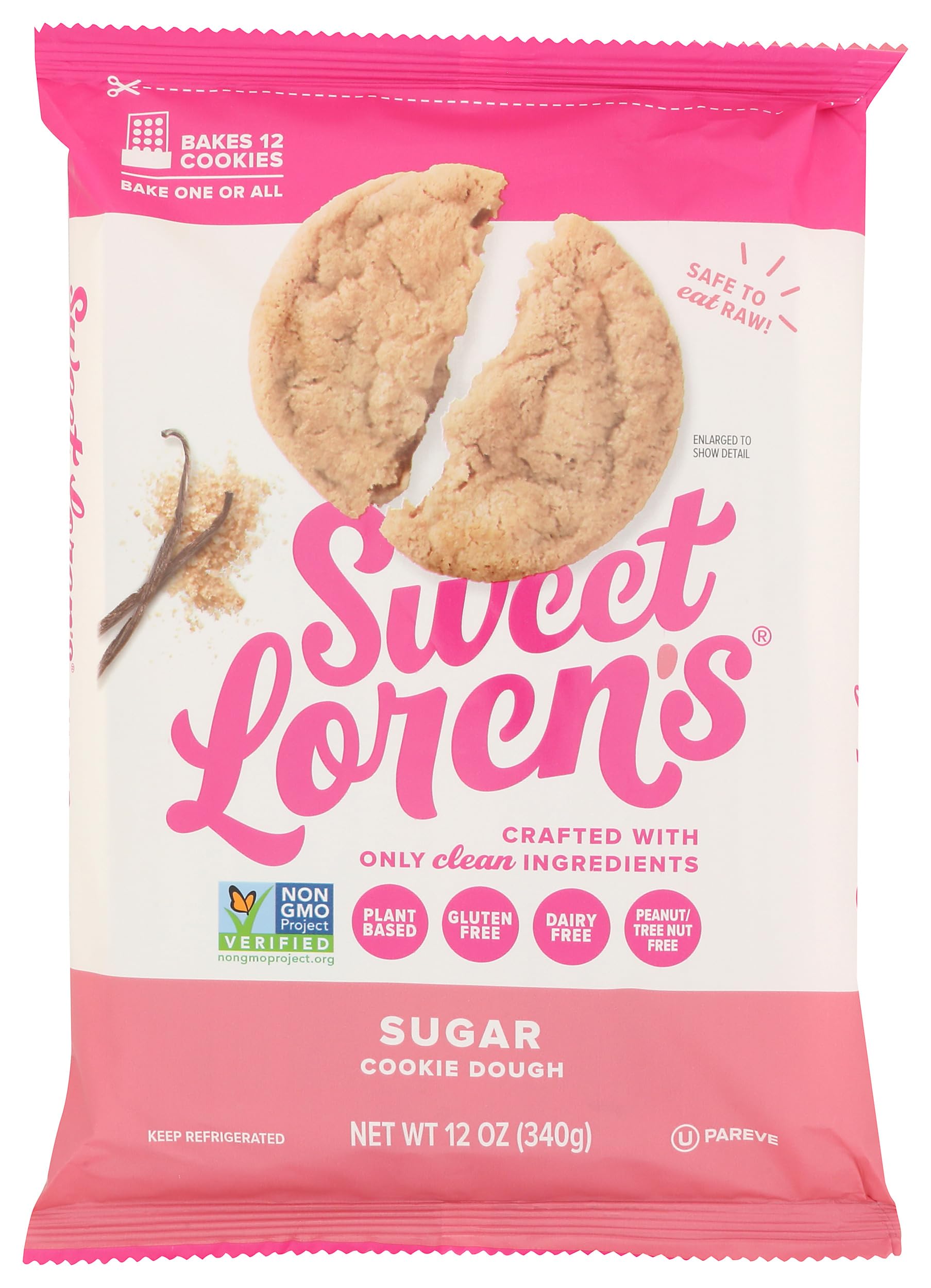 Sweet Loren's Gluten Free & Vegan Sugar Cookie Dough - Ready to Bake for Holidays, Parties & Healthy Snacks