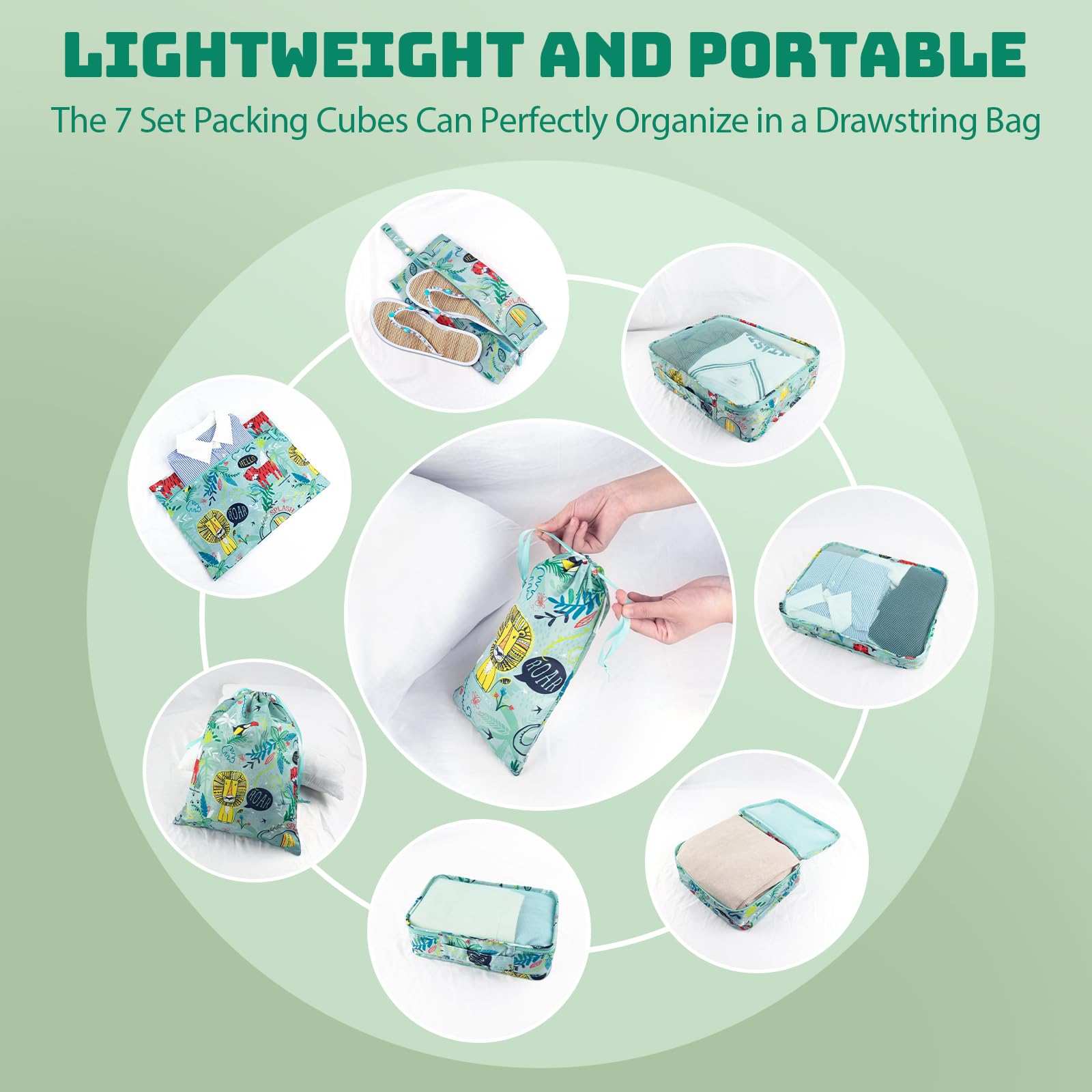 8-Piece Travel Packing Cubes Set - Lightweight Luggage Organizers for Suitcases, Kids & Adults | Perfect for Women's & Girls' Travel Essentials | Ideal for Business Trips, Vacations & Weekend Getaways