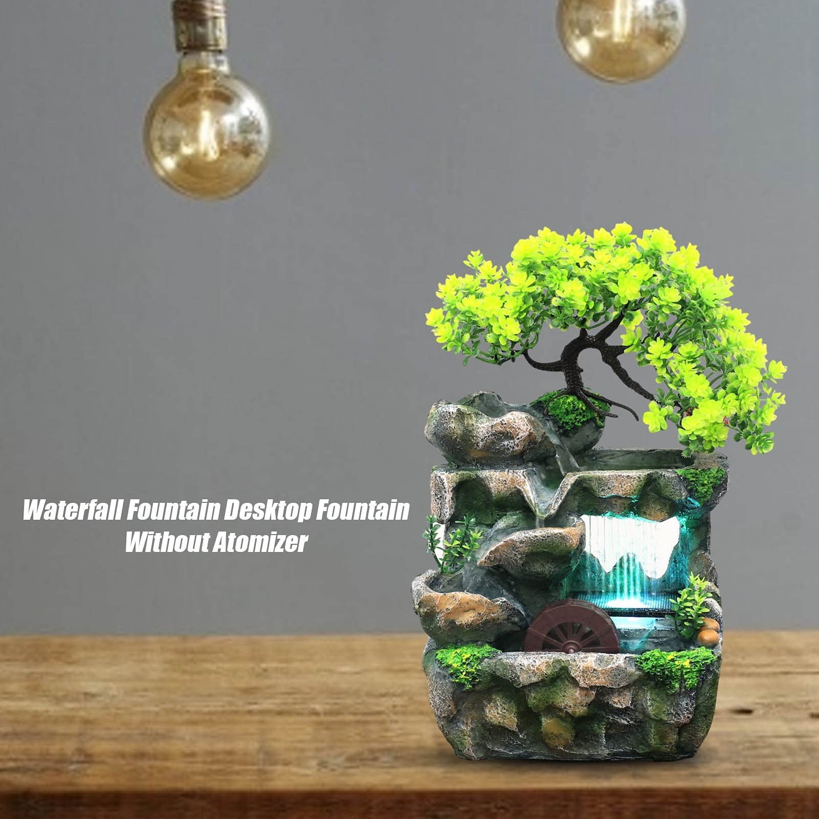 Rocky Falls Indoor Tabletop Water Fountain with Color-Changing LED - Zen Desktop Waterfall for Home, Office, Meditation & Relaxation - Perfect for Desks, Living Rooms, and Bedrooms