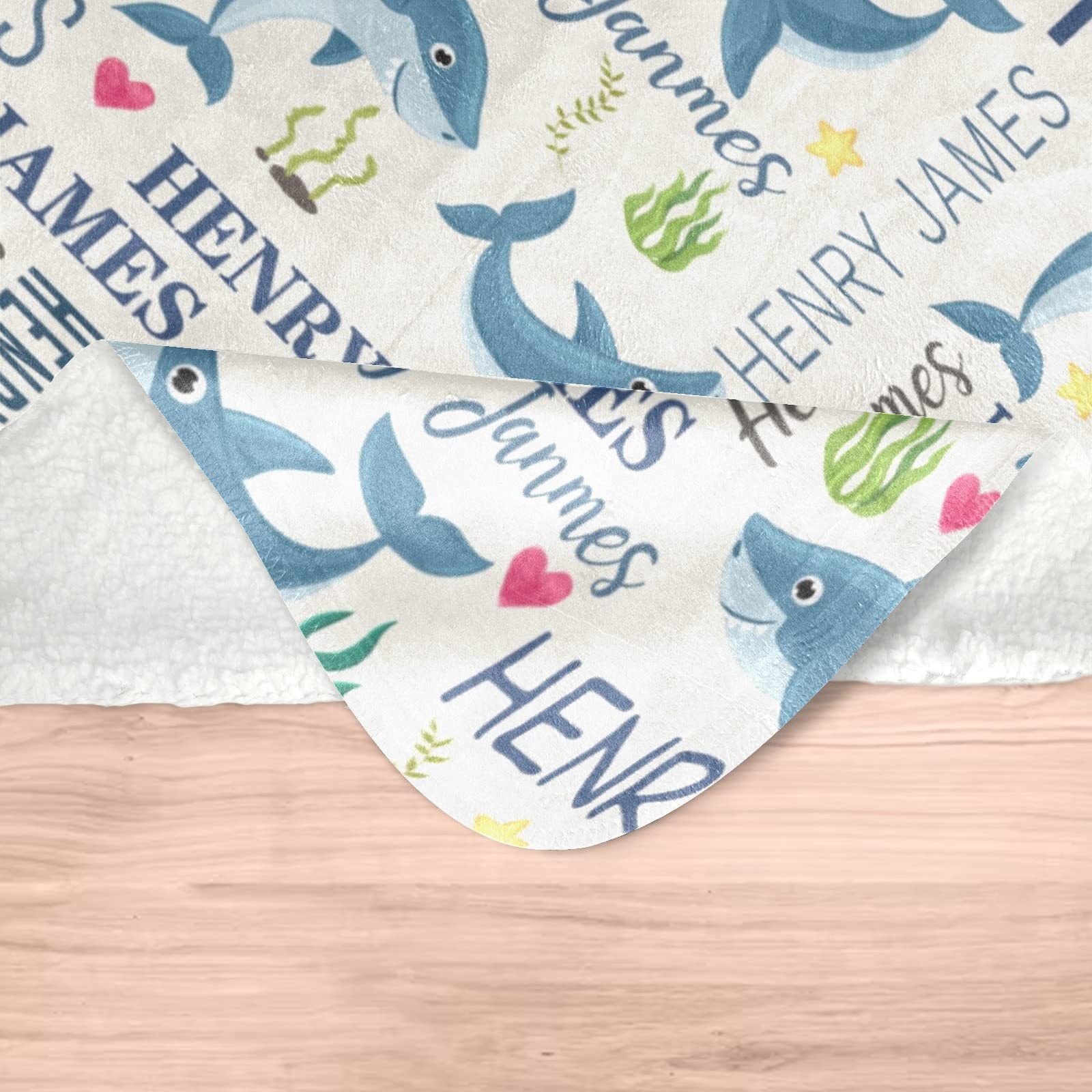 Customized Baby Blankets with Name - Cute Shark Pattern Personalized Sherpa Blanket for Boys & Girls | Unique Baby Shower Gift, Nursery Essential & Cozy Travel Blanket