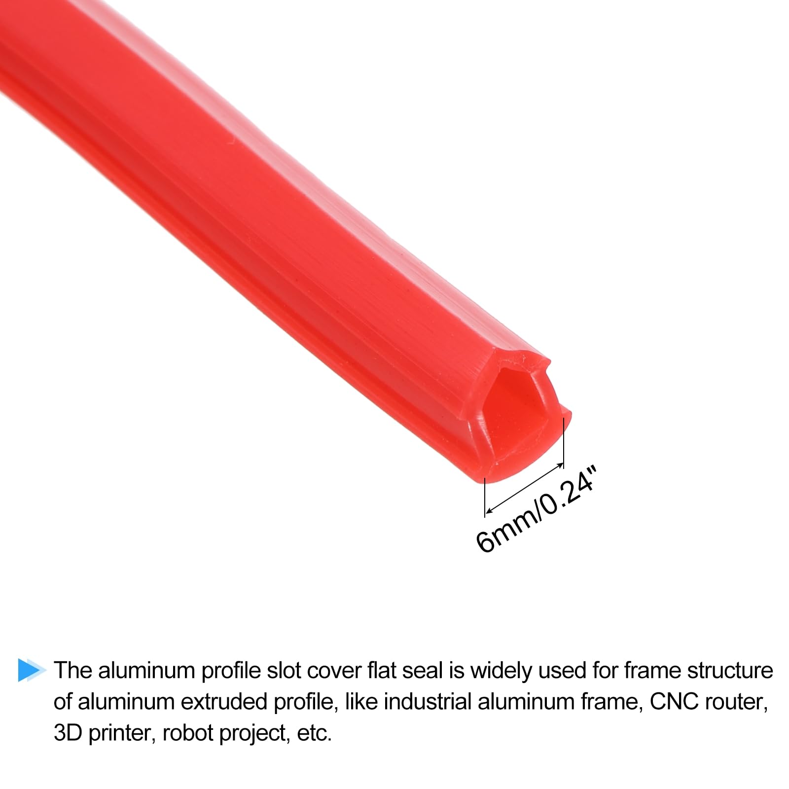 Meccanity 20M 6mm Aluminum Profile Slot Cover Flat Seal - Red 2020 Series for 3D Printers | Durable 3D Printer Accessory | Perfect for CNC Machines & DIY Projects (Pack of 1)