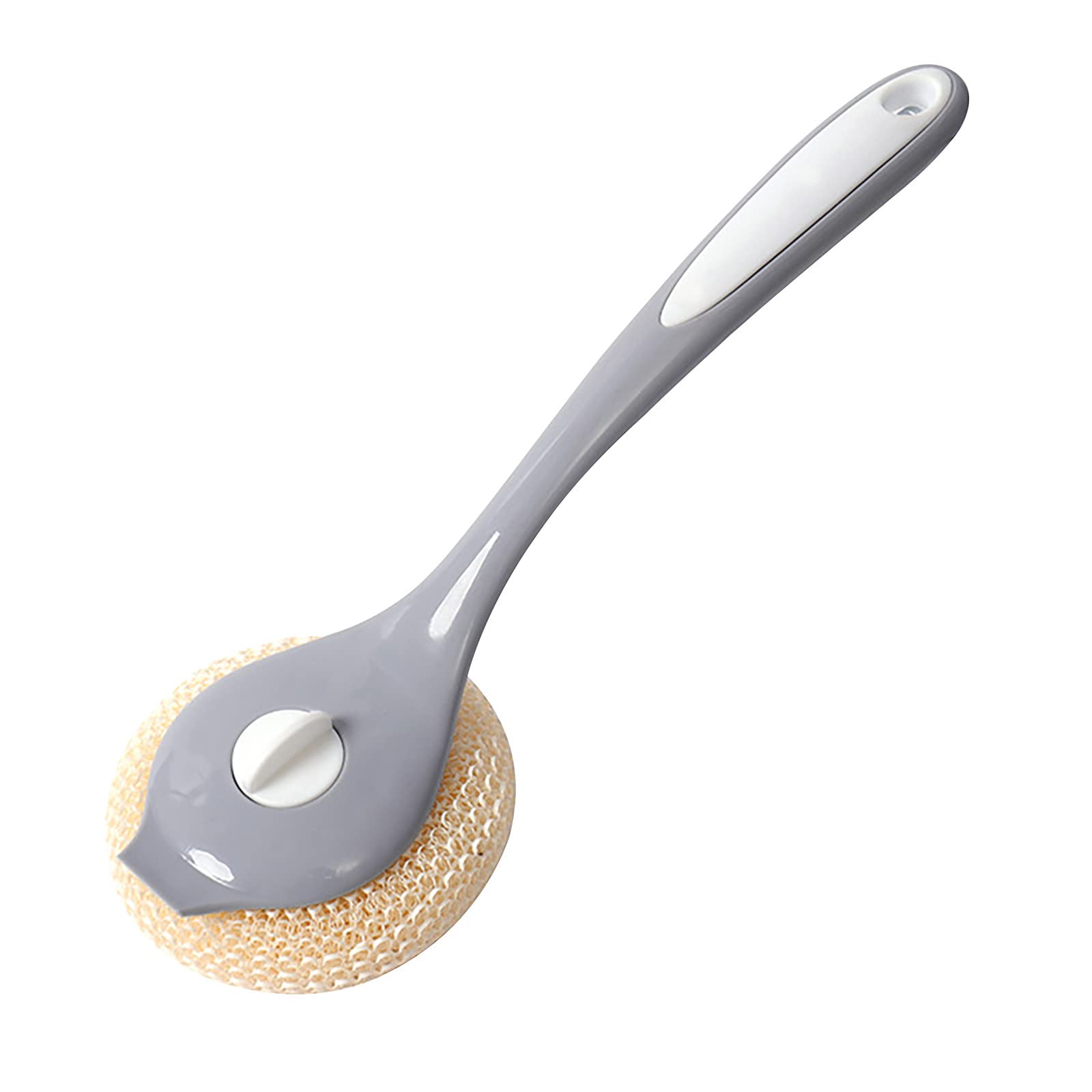 Nano Cleaning Brush with Long Handle & Scraper - Multi-Purpose Scrub Brush for Pans, Pots, Kitchen Sink - Dish Cleaning Palm Brush (Grey, One Size) - Perfect for Tough Stains on Cookware & Household Cleaning