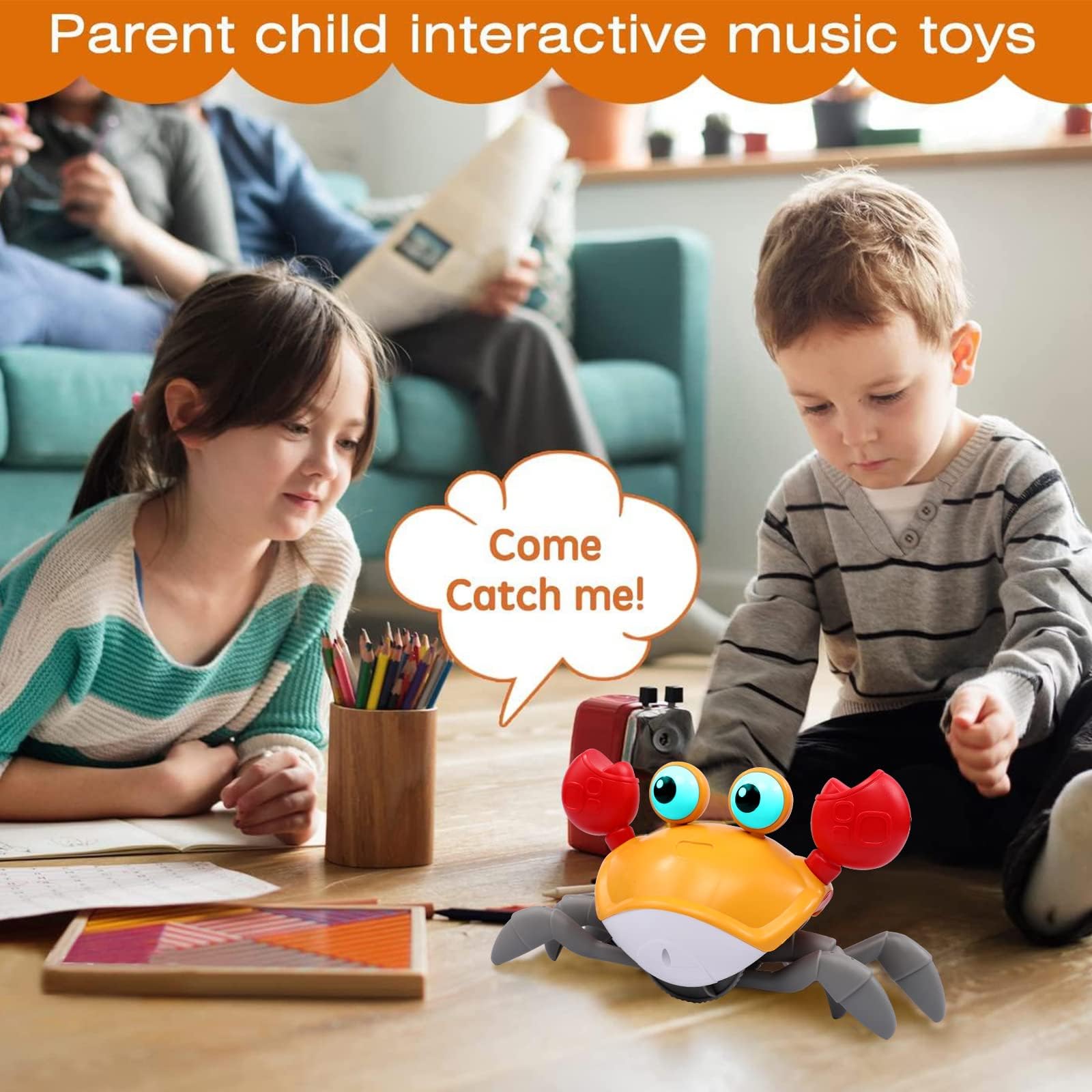 Interactive Crawling Crab Baby Toy - Musical Dancing Learning Crawl Toy for 6-12 Months, 1 Year Old Boys & Girls | Tummy Time, First Birthday Gift, Easter Basket Stuffer | Encourages Early Walking & Motor Skills Development for Toddlers