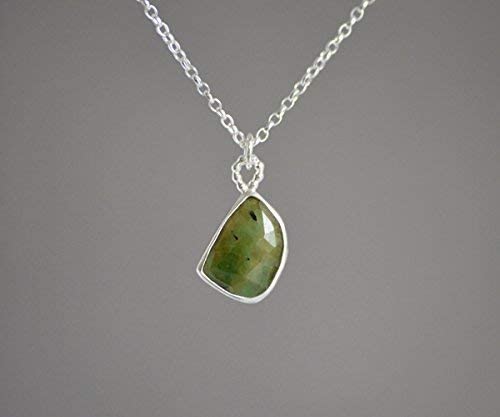 Apple Green Rose Cut Emerald Necklace - May Birthstone Jewelry, Large Emerald Pendant for Women | Perfect Gift for Mother's Day, Anniversary & Special Occasions