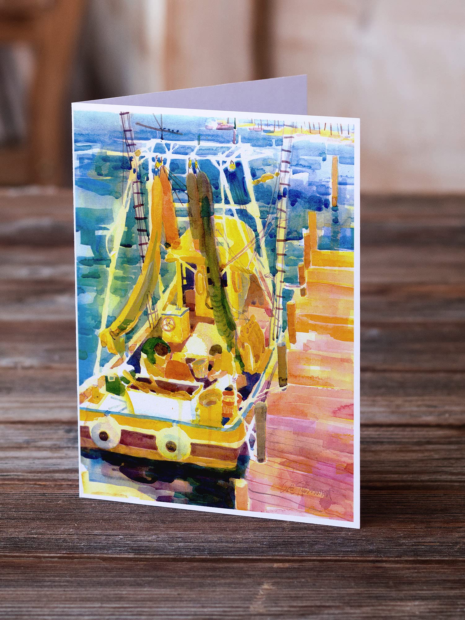 Shrimp Boats Greeting Cards - Pack of 8 Blank A7 Note Cards (5x7 inches) with Envelopes | Whimsical Nautical Design | Perfect for Birthday Wishes, Thank You Notes & Special Occasions