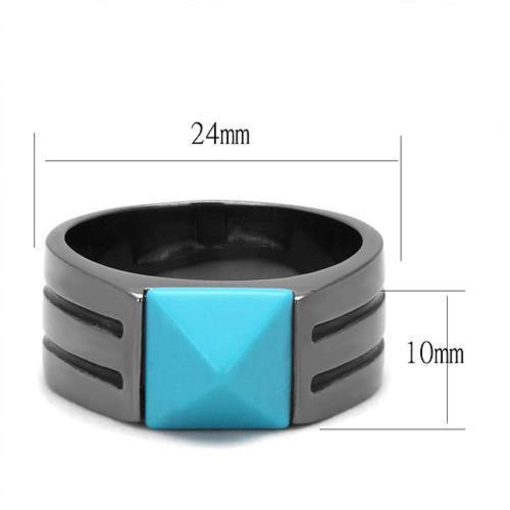 WildKlass Stainless Steel Ring IP Light Black (IP Gun) Men's Synthetic Sea Blue Ring - Durable Fashion Jewelry for Men, Perfect for Gifts, Parties, and Everyday Wear