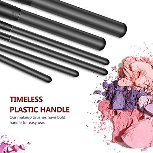 MACPLUS 12-Piece Makeup Brush Set with Storage Barrel - Professional Cosmetic Brushes for Foundation, Blush, Eyeshadow & More - Perfect for Travel & Home Use (Black)