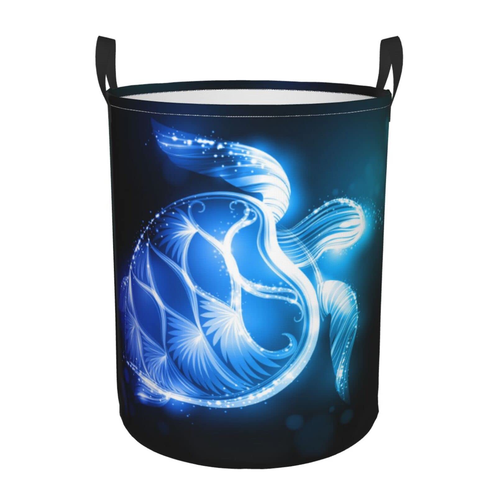 Abstract Fantasy Ocean Sea Turtle Collapsible Laundry Basket with Handle - Waterproof Fabric Hamper for Dirty Clothes, Toys & Bathroom Storage - Large Foldable Organizer Bin for Home, Dorm & Laundry Room