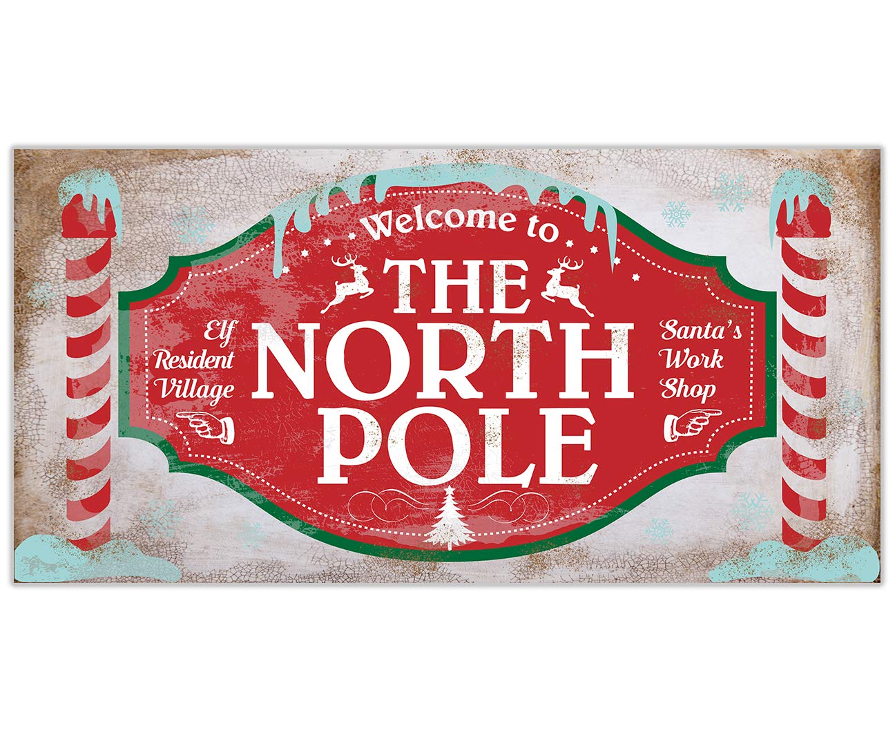 North Pole Wood Style Look 24x48 Unframed Poster - Extra Large Christmas Wall Decor for Home, Front Door & Patio | Vintage Toy Factory Theme Holiday Decoration | Perfect for Living Room, Office & Seasonal Party Display