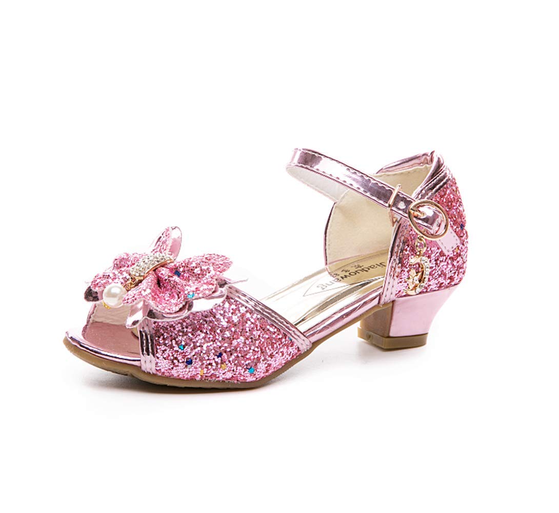 Sparkly Girls Low Heel Wedding Sandals with Sequins - Princess Party Dance Shoes for Kids (Toddler/Youth) - Perfect for Flower Girl, Pageant, Prom & Special Occasions