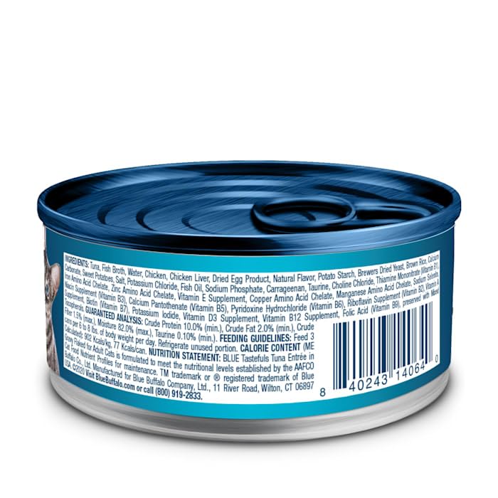 Blue Buffalo Tastefuls Wet Cat Food with Tuna - Grain Free, High Protein, Natural Ingredients - 3 oz. Cans (Pack of 12) - Perfect for Adult Cats & Kittens, Mealtime or Treats