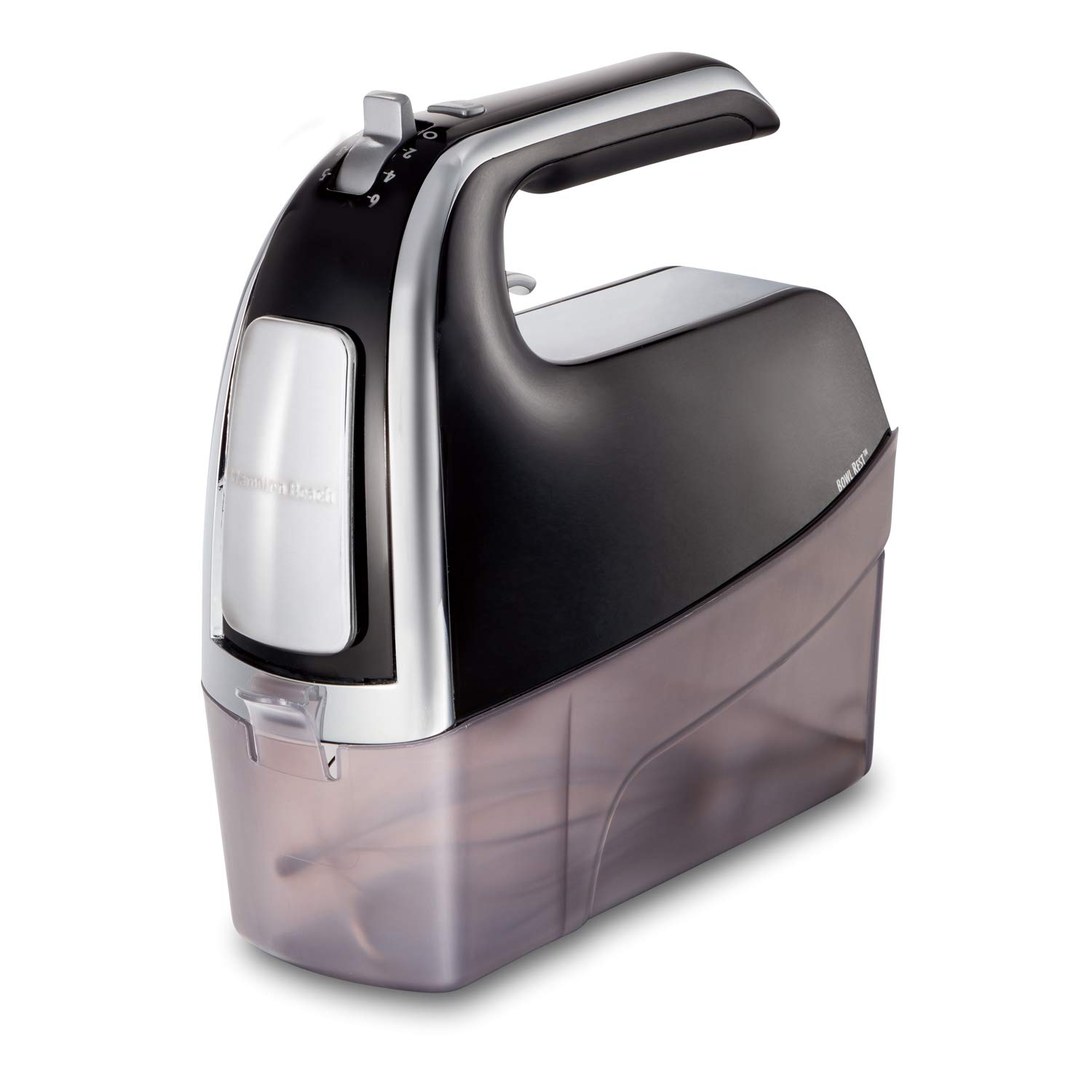 Hamilton Beach 6-Speed Electric Hand Mixer with Snap-On Storage Case - Includes Twisted Wire Beaters, Dough Hooks, Whisk & Milkshake Rod - Perfect for Baking Cakes, Cookies & Mixing Batters (Black)