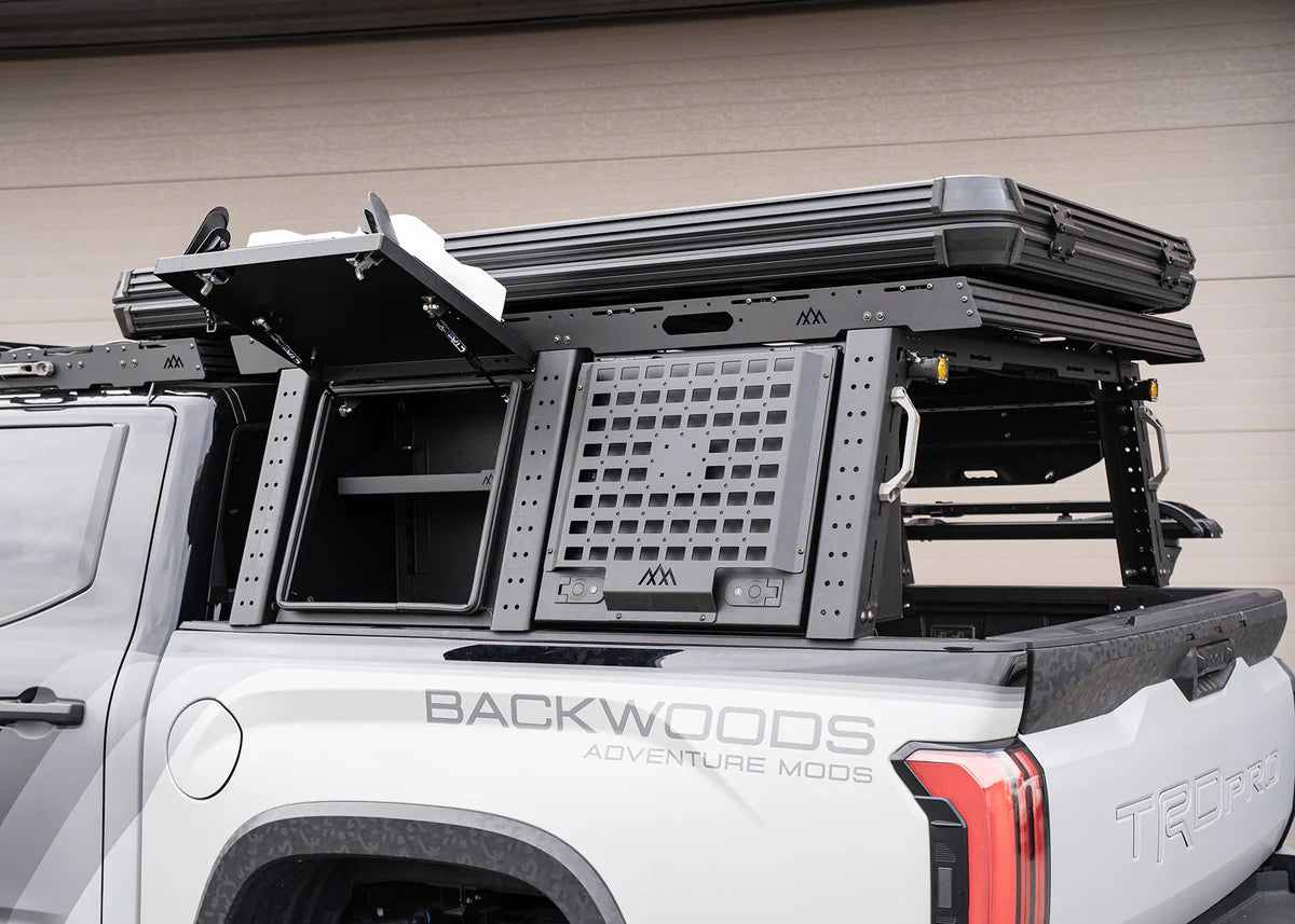 2022+ Toyota Tundra Aluminum Bed Rack Storage Box | Heavy Duty Truck Organizer for Backwoods Adventure & Off-Road Camping Gear | Perfect for Overlanding, Hunting & Outdoor Equipment Storage