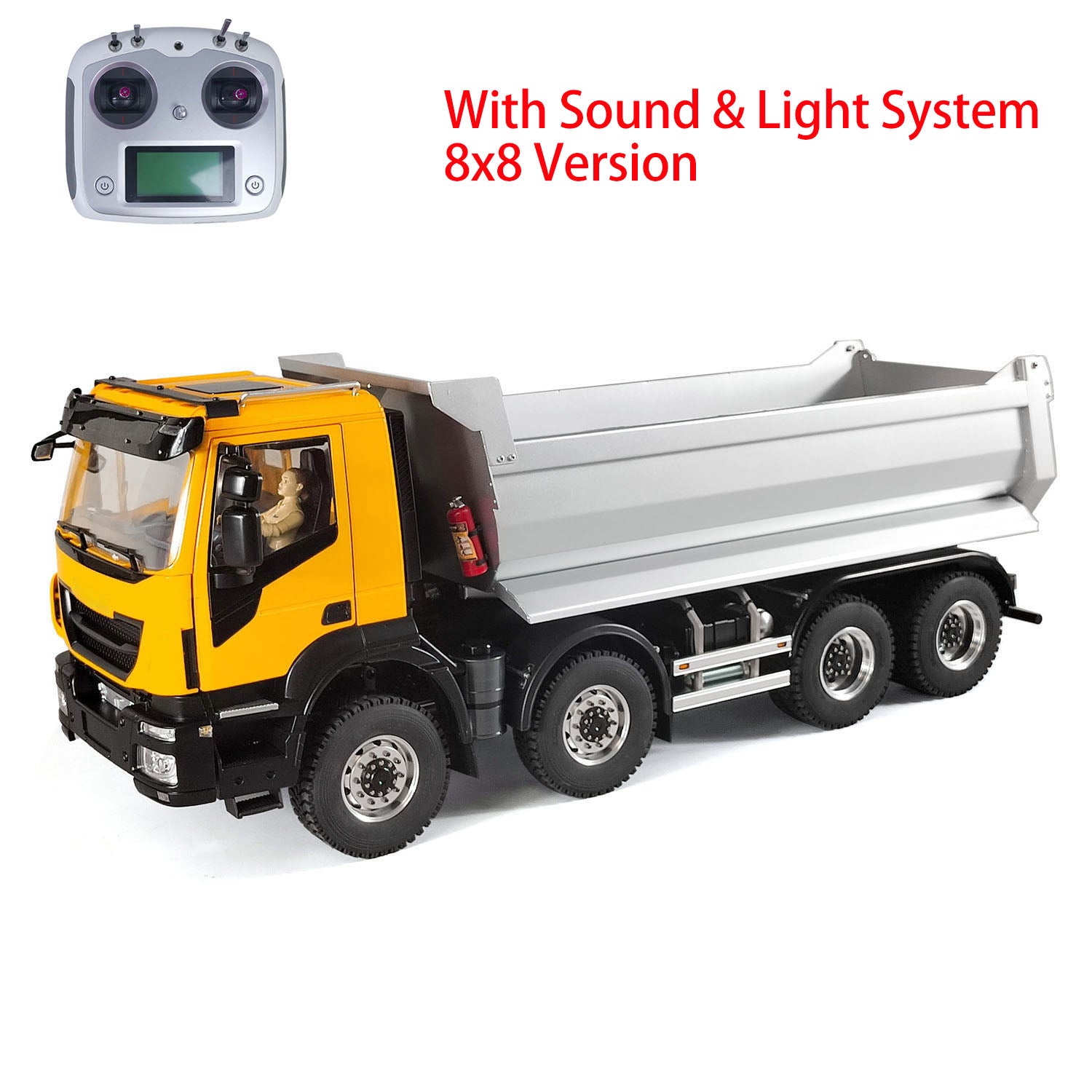 1/14 Scale 8x8 Metal Hydraulic RC Dump Truck - Remote Control Construction Vehicle with Realistic Sound & Lights, Pre-Assembled Painted Model with ESC Motor & Servo - Perfect for Construction Enthusiasts, Collectors, and RC Hobbyists