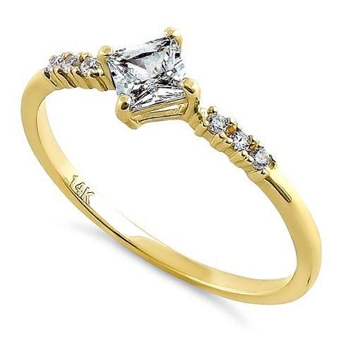 14K Yellow Gold Princess Cut Cubic Zirconia Ring for Women – Elegant & Durable CZ Engagement, Wedding, or Promise Ring for Everyday Wear