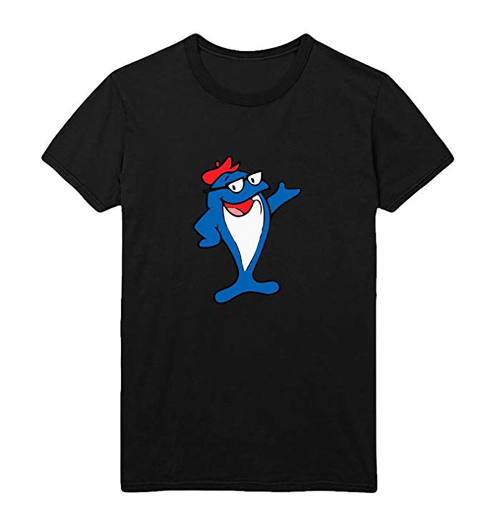 Wopson Men's Black Charlie The Tuna Graphic Cotton T-Shirt - Casual Vintage Style Tee for Everyday Wear, Streetwear & Pop Culture Fans